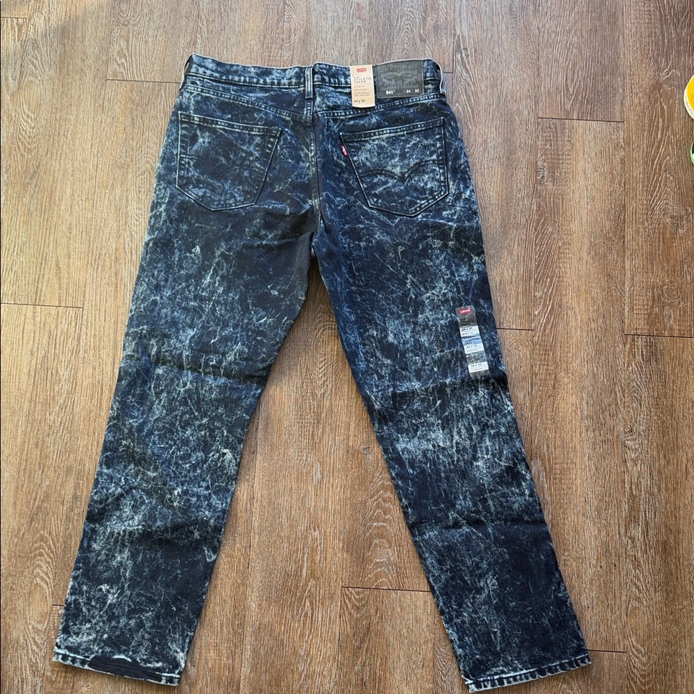 Levi's 541 Men's Acid Washed Navy Blue Straight Jeans